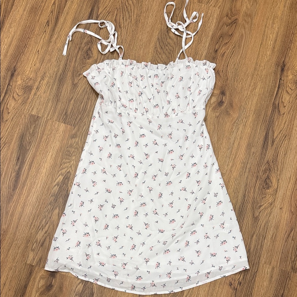 Lulu's White Floral Dress with Spaghetti Straps